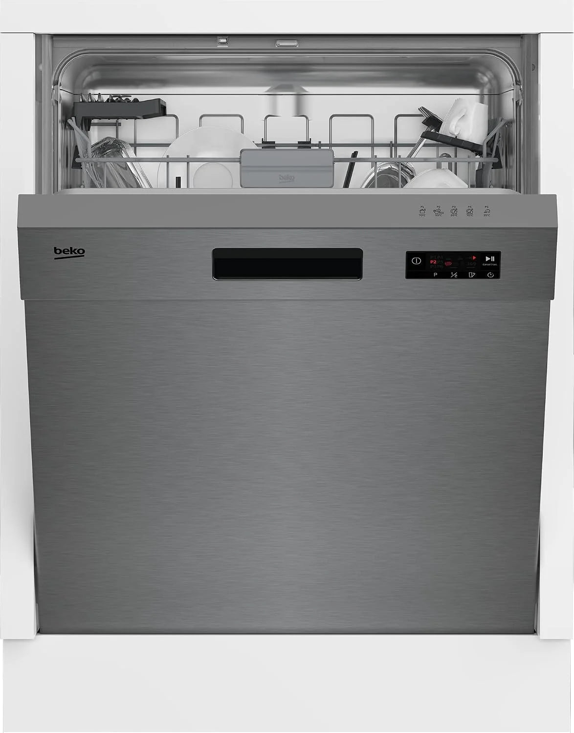 Beko BDUN15430X b300 zmywarka do zabudowy 60 cm, na 14 kompletów naczyń, 3 poziomy zmywania, 4 temperatury, 5 programów, połowa obciążenia, automatyczne otwieranie drzwi, Quick&Clean