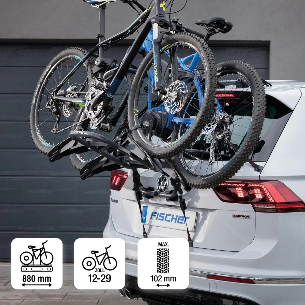 Portabicicletas trasero 10444 para 2 bicicletas de 12-29 pulgadas hasta 45 kg, plegable, acero, soporte de cuadro bloqueable