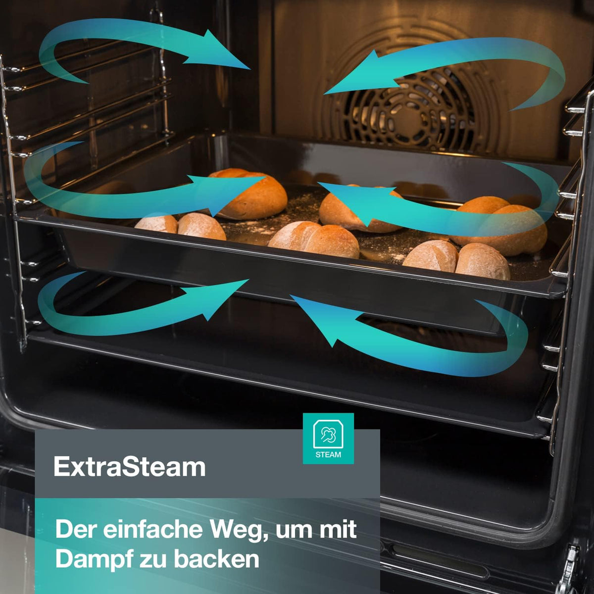 Gorenje GECS5C70XPA Cocina eléctrica independiente con placa vitrocerámica / 50 cm / 70 litros / GentleClose / Calentamiento rápido / AirFry / ExtraSteam / Modo pizza 300°C / Guías telescópicas / AquaClean / Zona paellera / negro