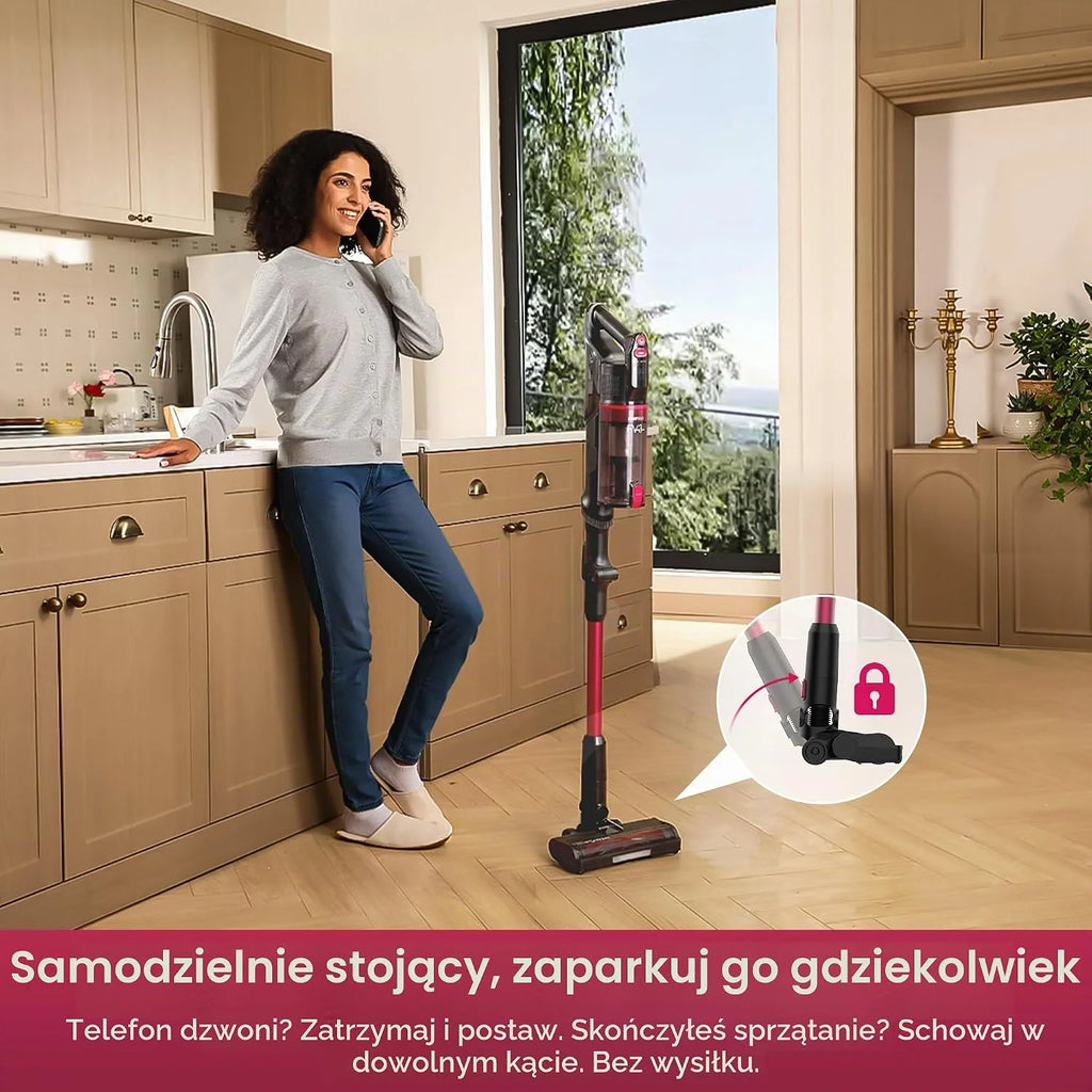 FAMIVAC FV3 Bezprzewodowy Odkurzacz Pionowy 60KPa/50Min/120㎡, Składana Rura, Samostojący, Antyplątaninowa Szczotka, Zielone LED, Odkurzacz Ręczny do Podłóg/Dywanów/Sierści