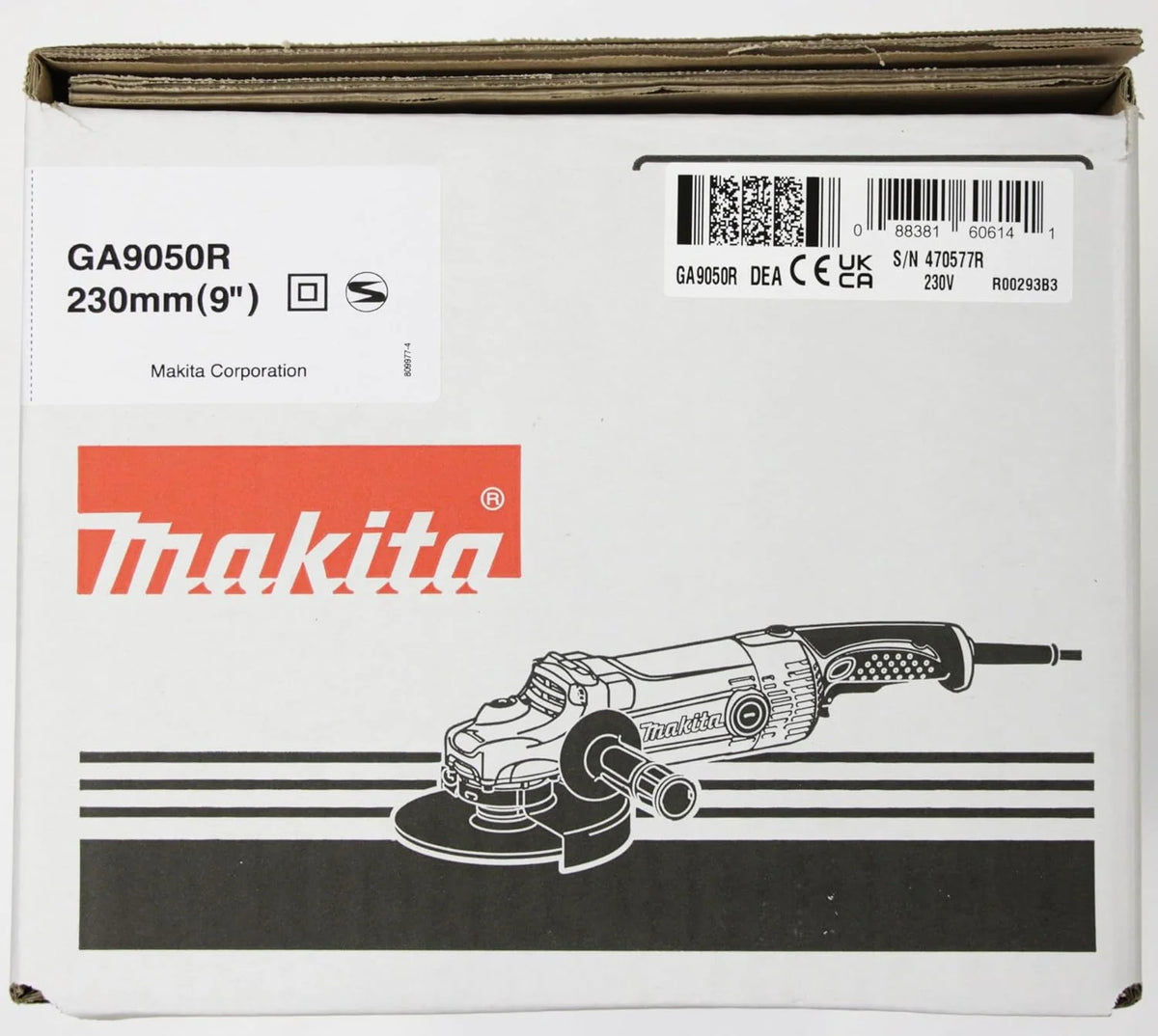 Makita Szlifierka Kątowa, Czarny/Niebieski, 455 x 250 x 132 mm