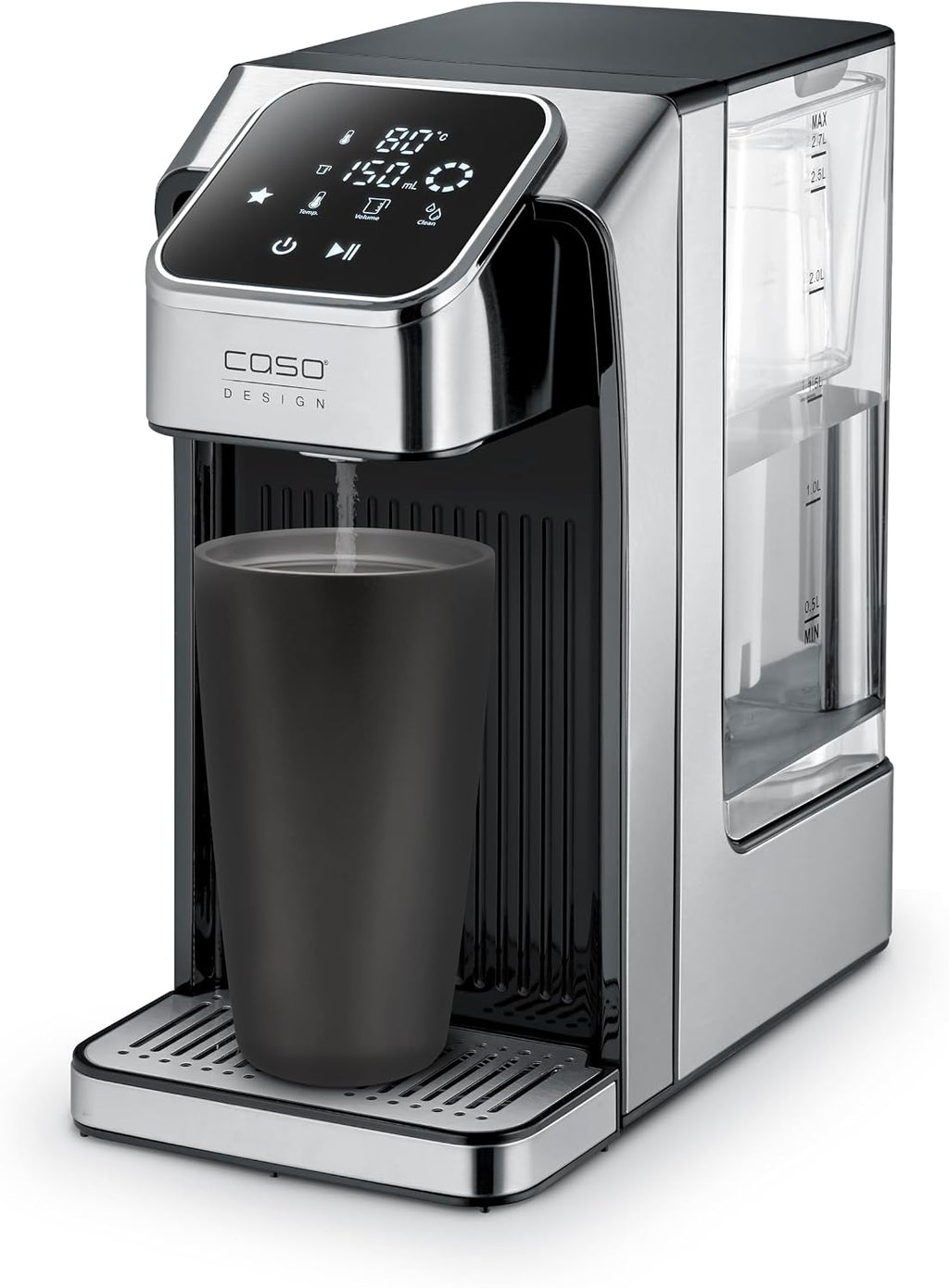 CASO HW 770 Advanced - Dispensador de agua caliente, agua caliente en segundos, 13 niveles de temperatura (40-100°C), función de memoria, ahorra hasta un 50% de energía en comparación con los hervidores de agua, incluye filtro de agua