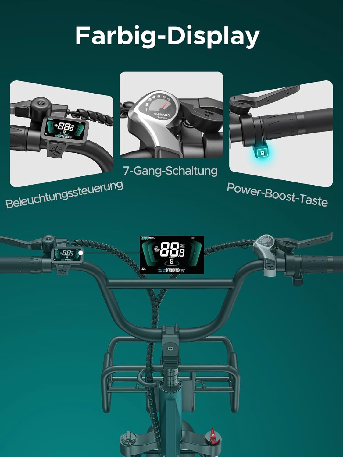 Bicicleta eléctrica ENGWE L20 Boost para adultos, batería extraíble de 48V 13Ah, autonomía de hasta 126 km, neumáticos anchos de 20×4,0, ebike de 7 velocidades