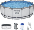 Set de piscina elevada Bestway® Steel Pro MAX™ con bomba de filtro, Ø 396 x 122 cm, gris claro, redonda