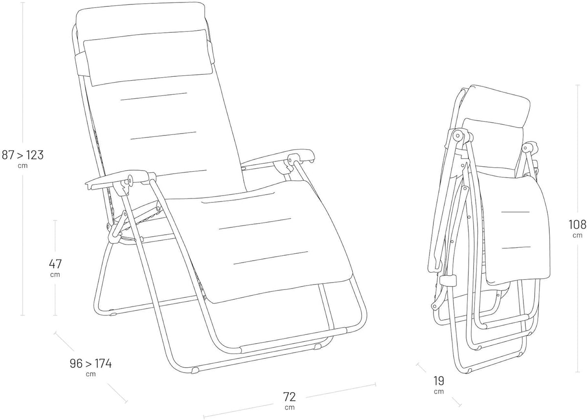 Lafuma MOBILIER - Sillón relax multiposición Zero Gravity RSX Clip XL - Tumbona plegable para jardín e interior - Tejido AirComfort® resistente - Tumbona XL, cómoda