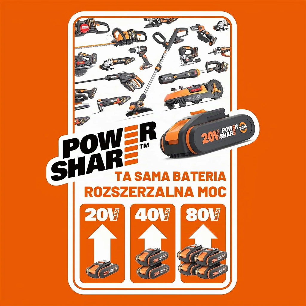 WORX WG543E Nitro Akumulatorowa Dmuchawa do Liści Leafjet 20V, Silnik Bezszczotkowy, Zmienna Regulacja Powietrza