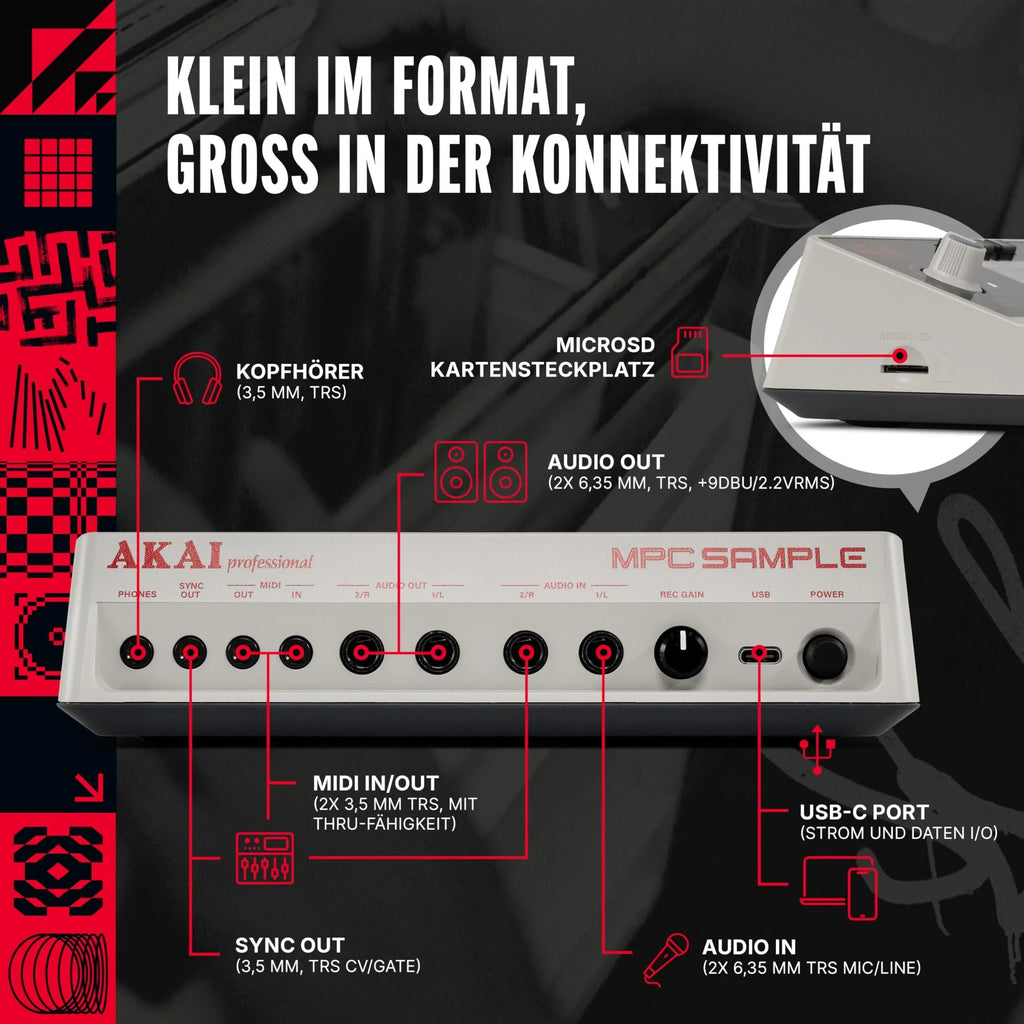 Akai Professional MPC Sample muestreador portátil independiente con batería, USB C, altavoz, micrófono, muestreo, secuenciación y producción musical