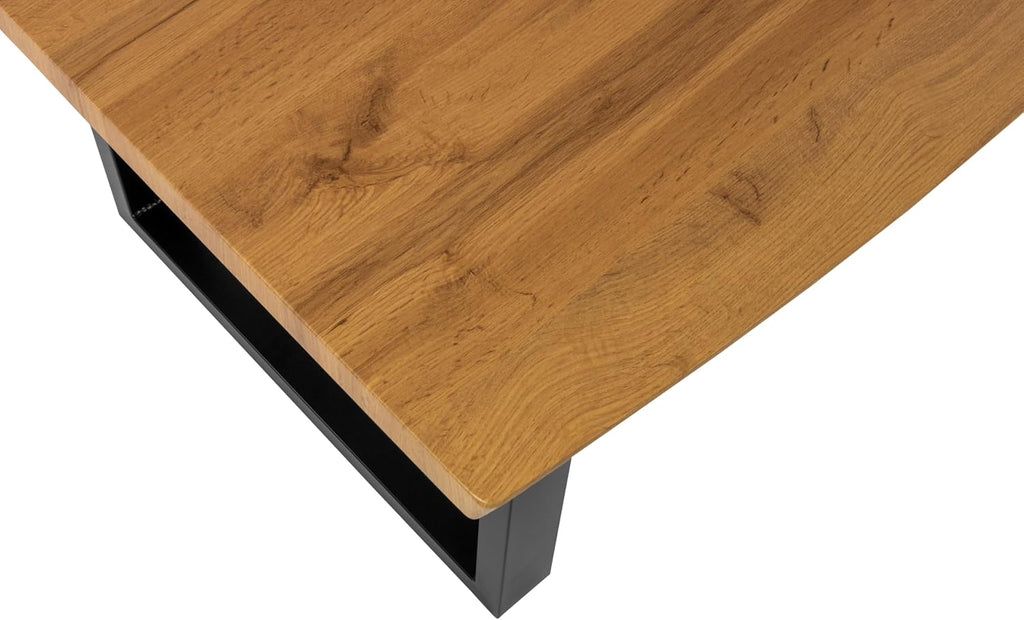 SAM Juego de 7 piezas Grupo de comedor Josy | 200 x 100 cm | Madera efecto roble silvestre | Set de sillas Susi gris | Estructura en U negra | Mesa de comedor con 6 sillas | Mesa de comedor/mesa de cocina/mesa de madera | Comedor