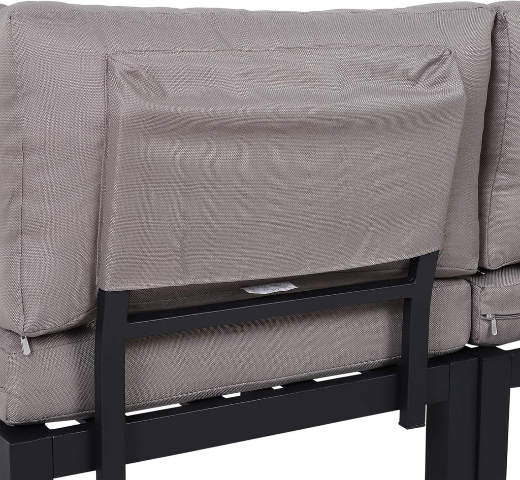 Set de muebles de jardín Outsunny de 3 piezas con mesa auxiliar, sofá con cojines, para exteriores, de aluminio, 164 x 74 x 69 cm