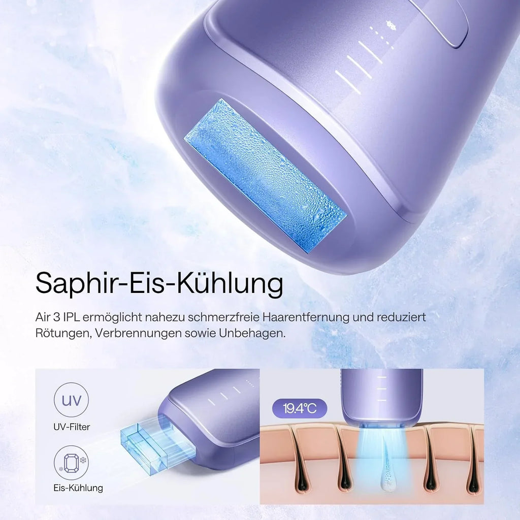Dispositivo de depilación IPL Air 3 para rostro y cuerpo, enfriamiento por zafiro, depilación sin dolor, 3 modos, alternativa al láser para uso doméstico