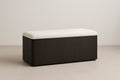 Banco de almacenamiento rectangular 120x40x45 cm madera tela blanco