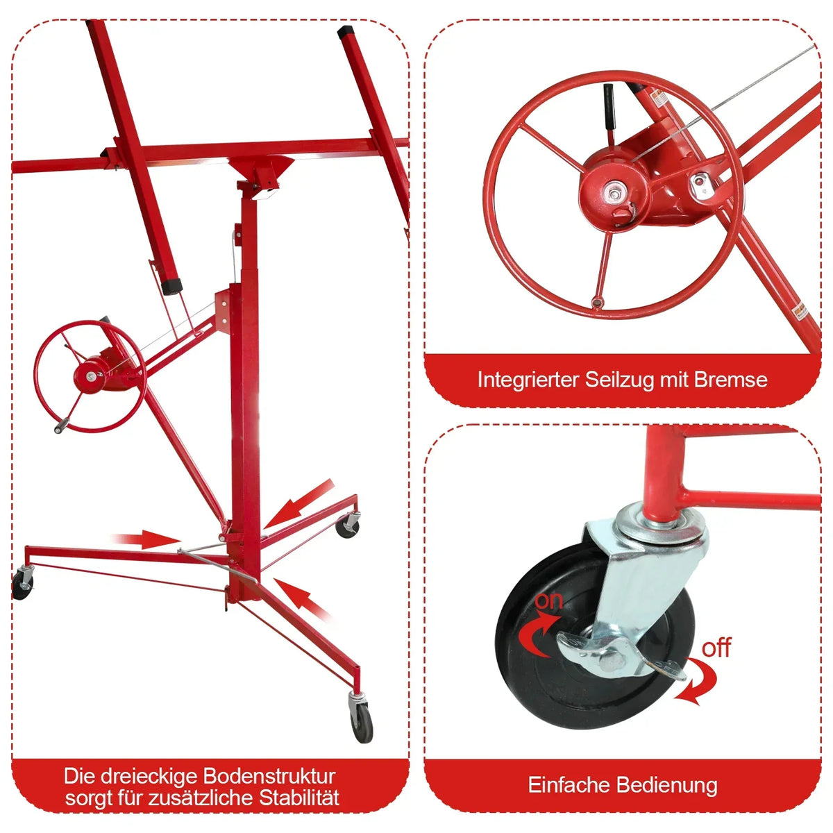 Elevador de paneles Sonnewelt, capacidad de carga de 68 kg, plegable, altura ajustable de 140 cm a 350 cm