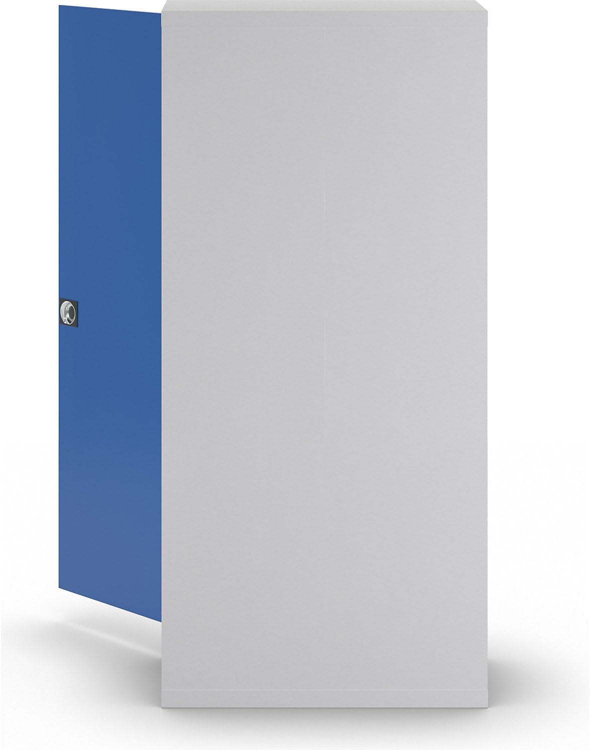 eurokraft | Armario metálico Nilas | con 4 estantes | Al x An x Pr 1950 x 915 x 421 mm | gris luminoso/azul genciana