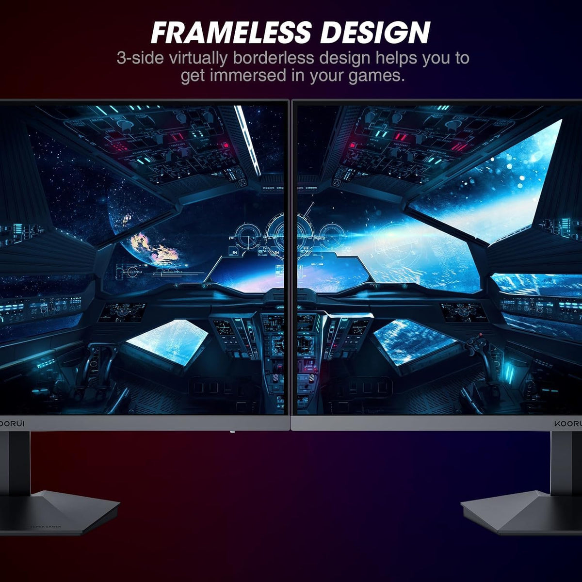 Monitor Gaming KOORUI 27 pulgadas, Fast IPS 200Hz HDR 400 1ms, Monitor de ordenador para juegos, DCI-P3 95% 350 nits, Adaptive-Sync, compatible con VESA 75 * 75mm, HDMI 2.0/DP1.4