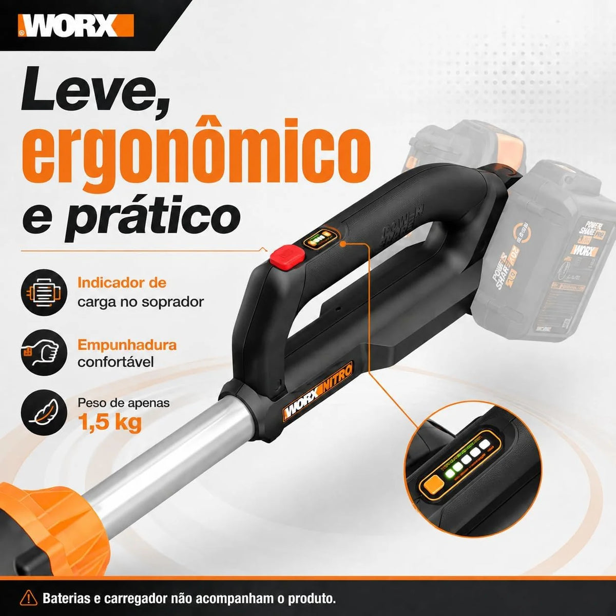WORX Akumulatorowa dmuchawa do liści 40 V Leafjet WG585E.9 bez akumulatora i ładowarki, czarny/pomarańcozwy