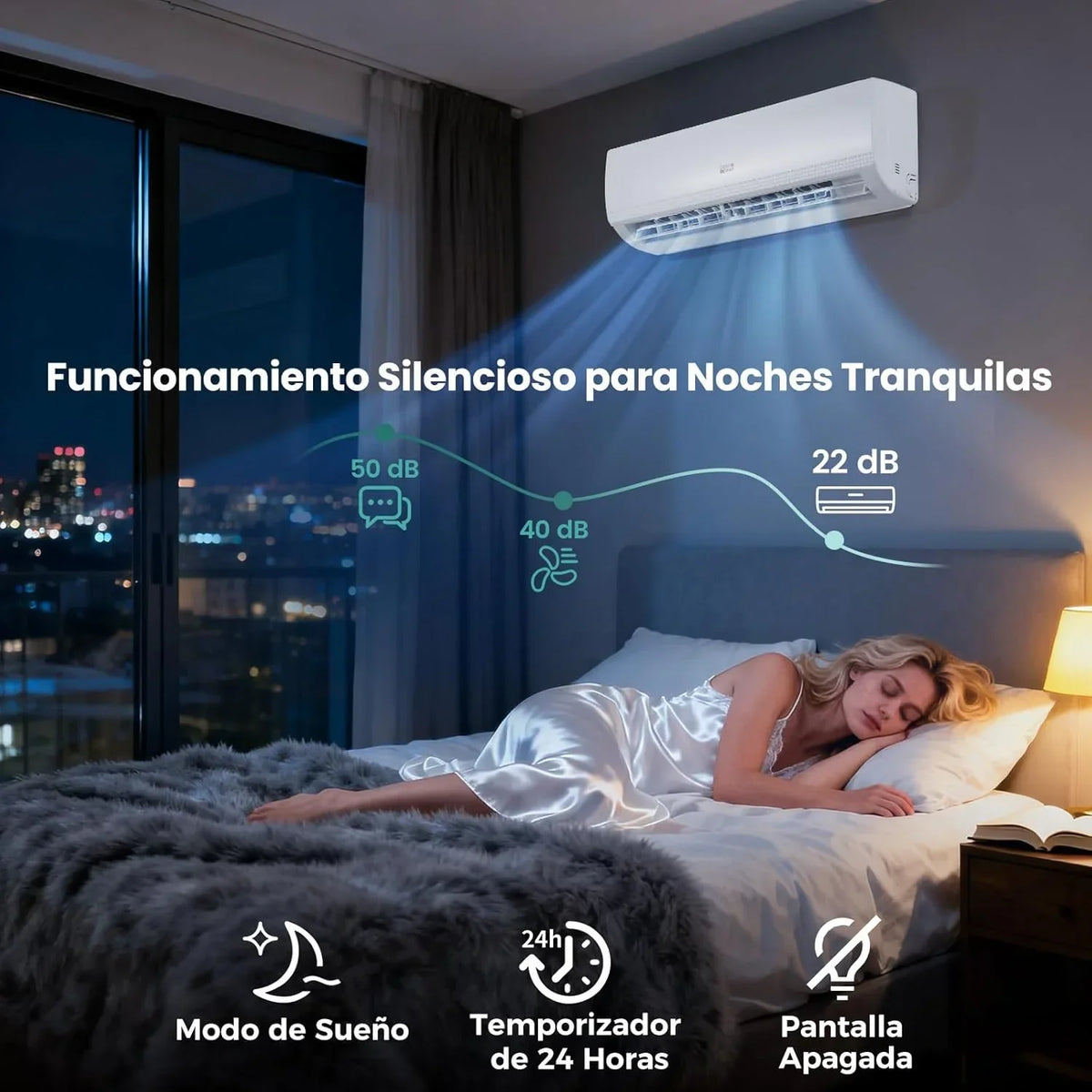 COSTWAY Aire Acondicionado Split, 2,6 kW, Aire Acondicionado con Calefacción con Bomba de Calor, Refrigerante: R32, Calefactor y Refrigerador con Kit de Instalación para Habitación de hasta 70m³ (9000BTU)