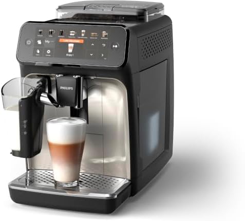 Cafetera superautomática Philips Serie 5400 – Sistema de leche LatteGo, 12 especialidades de café, pantalla intuitiva, 4 perfiles de usuario, cromo (EP5447/90)