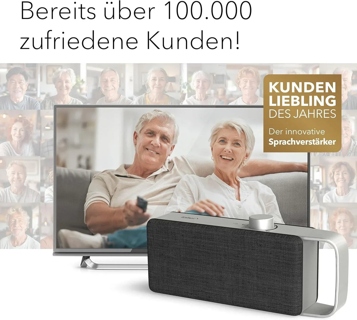 Altavoz/barra de sonido para TV Faller Oskar con Clear Voice (portátil, inalámbrico, fácil manejo, carcasa de aluminio)