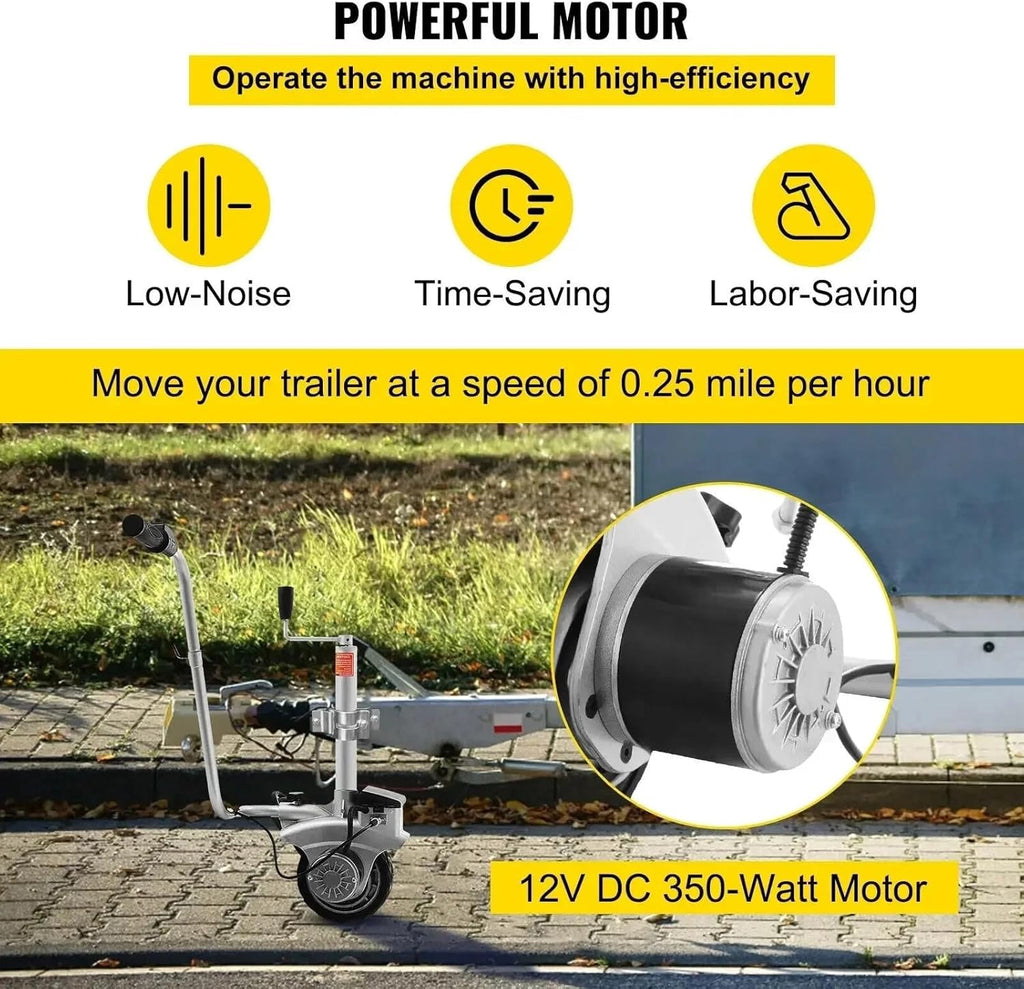 Rueda jockey eléctrica, carrito de remolque eléctrico, carga máx. de 2268 kg, desplazador de remolque, 12V/350W, dispositivo de maniobra para remolques de barcos