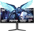 Monitor Gaming Curvo KOORUI de 34 pulgadas, Panel VA WQHD 3440x1440, 180Hz, HDR400, 99% sRGB, 2xHDMI 2.0 y DP 1.4, Altura ajustable de 110 mm, Negro