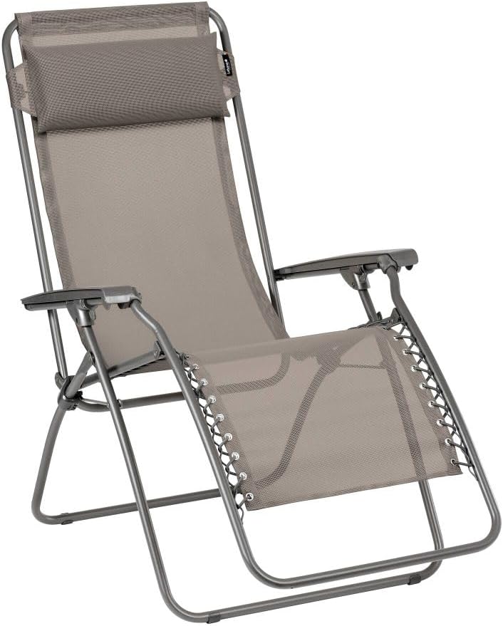 Lafuma Mobilier - Sillón relax gravedad cero RT 2 - Tumbona plegable para terraza y jardín - Tejido Batyline resistente - Tumbona multiposición, cómoda, Francia - Marrón castaño