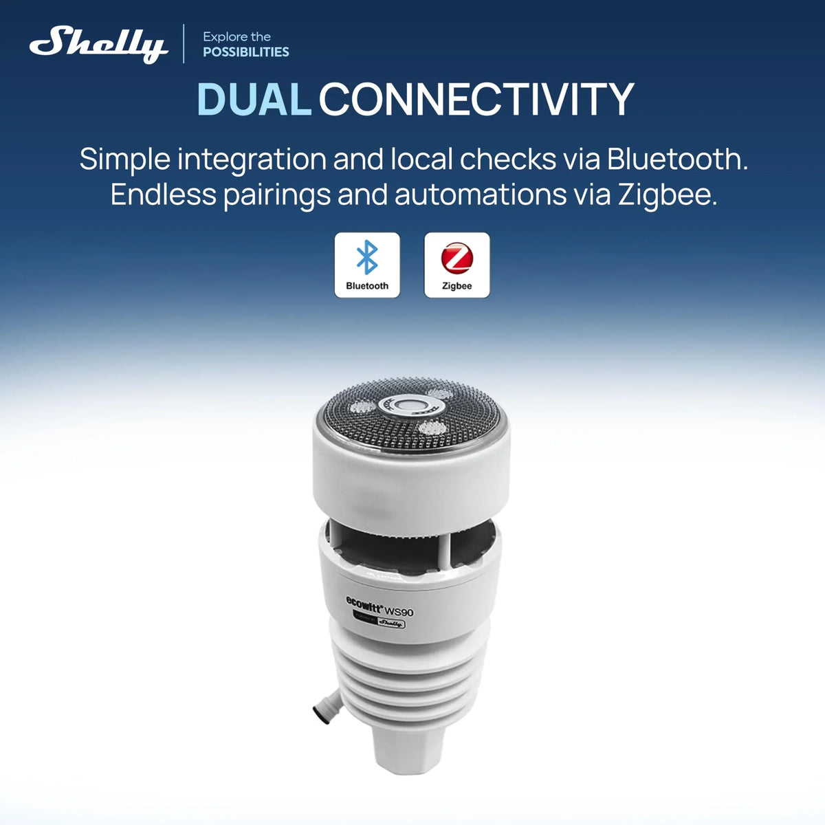 Estación meteorológica inteligente WS90 7 en 1 Bluetooth Zigbee solar IPX5 medición de rayos UV, lluvia, viento y temperatura