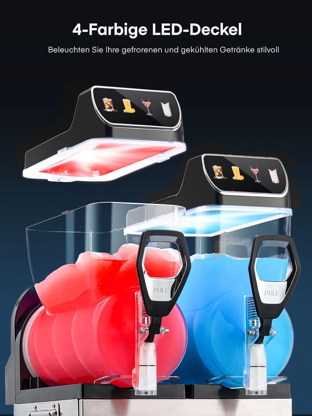 Máquina de granizados comercial FOHERE, máquina de granizados con tanques de 30L, control independiente de tanques, máquina de granizados para restaurantes, cafeterías, bares y fiestas