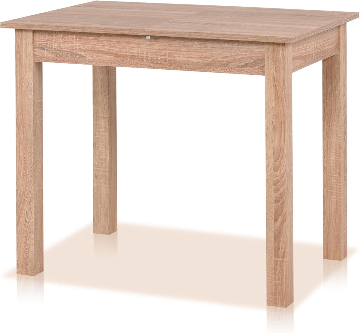 Mesa de comedor inteligente de 90x60 cm en roble, mesa de cocina extensible hasta 130 cm, mesa de comedor de madera contrachapada incl. placa de extensión, mesa moderna para hasta 6 personas