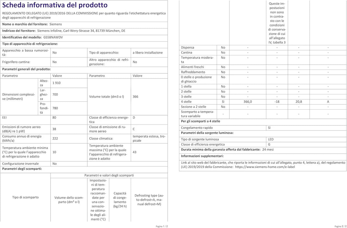 Congelador Siemens GS54NAWCV iQ500, 176 x 70 cm, 327 L, noFrost nunca más volver a descongelar, bigBox espacio para alimentos congelados grandes, varioZone estantes y cajones de cristal flexibles, Blanco