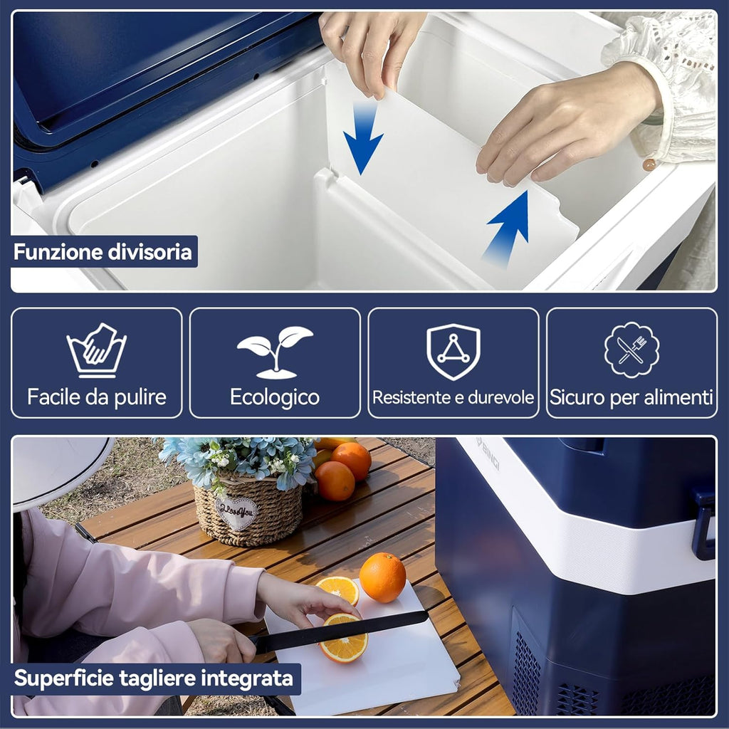 BINGI Nevera Eléctrica de Compresión para Coche de 38L con Enfriamiento Rápido - Refrigerador Portátil hasta -18°C, 12V/24V/220V, para Autocaravana, Furgoneta, Camión, Barco, Coche, Casa, Camping