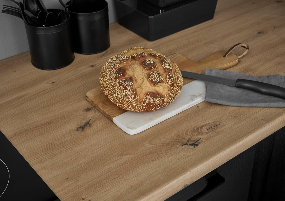Cocina en L Turin 220 x 211 x 60 cm, negro - Sin electrodomésticos - Cocina moderna y espaciosa con aspecto de roble artesano y gran capacidad de almacenamiento