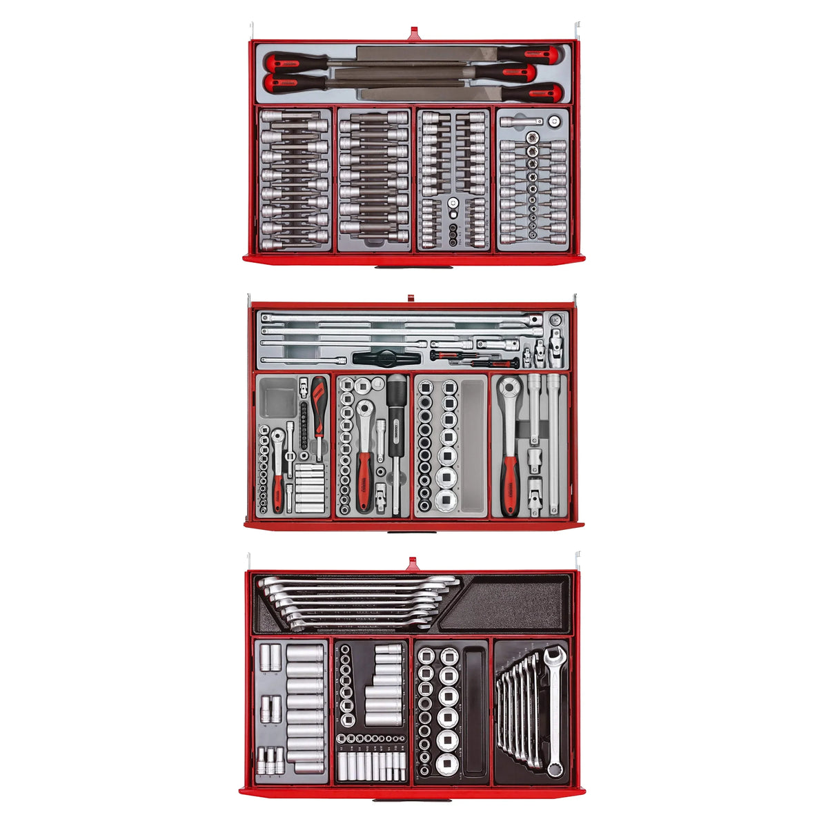 Juego de herramientas completo Teng Tools de 569 piezas con carro de 53 pulgadas de ancho - TCMMIND08
