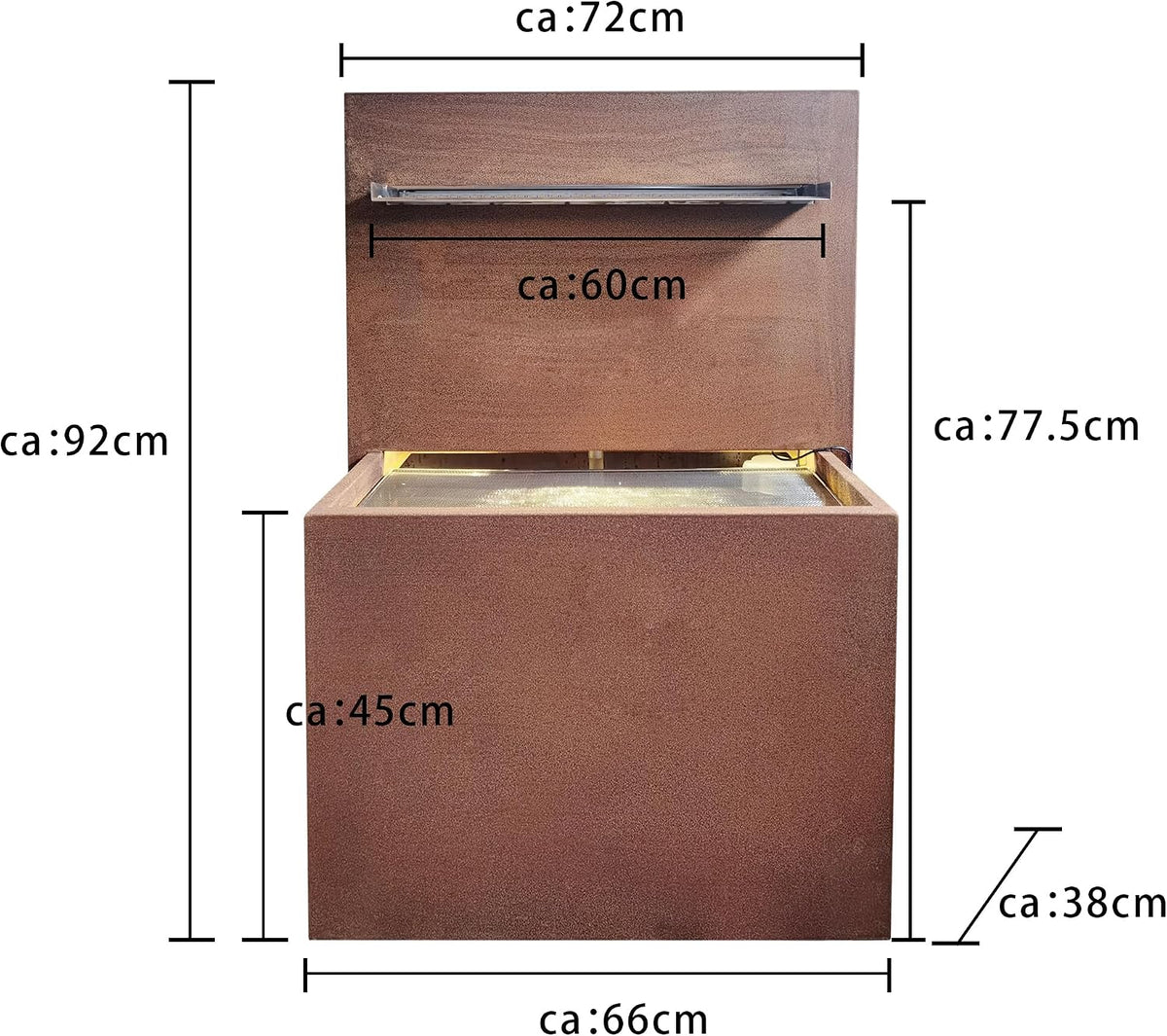 KÖHKO® Fuente de cascada plantable con iluminación LED, altura 92 cm, fuente de agua de acero corten/acero inoxidable 31007