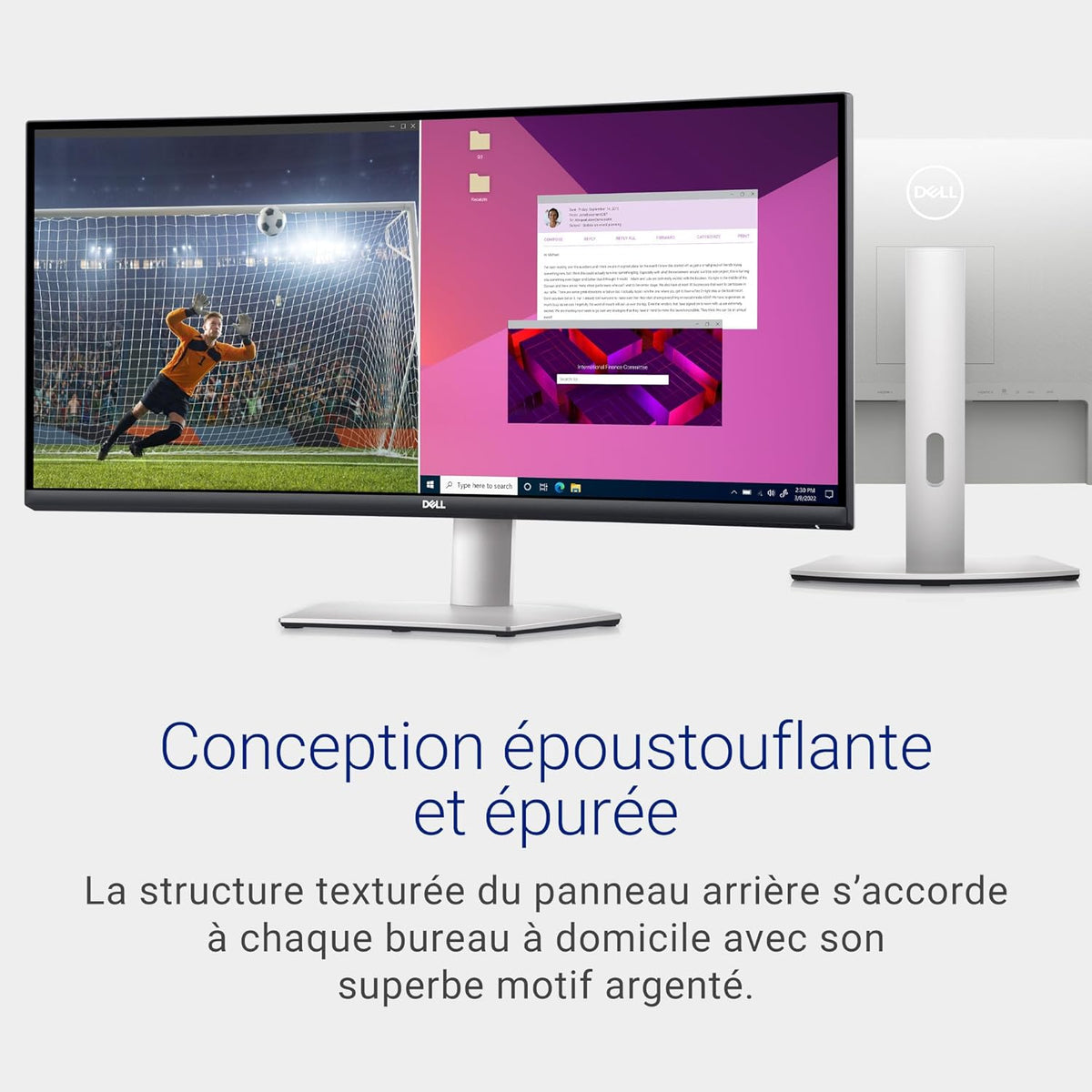 Monitor Dell S3423DWC - 34 pulgadas 3440 x 1440 píxeles 100 Hz VA 4 ms AMD FreeSync USB-C, HDMI, Hub USB, altavoces integrados, ajustable, plateado