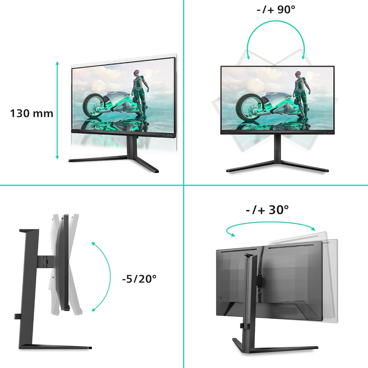 Philips 24M2N3200AM - Monitor de juegos Full HD de 24 pulgadas, 180 Hz, 1 ms GtG, FreeSync Prem., compatible con G-Sync (1920x1080, 2X HDMI, DisplayPort) Negro/Gris