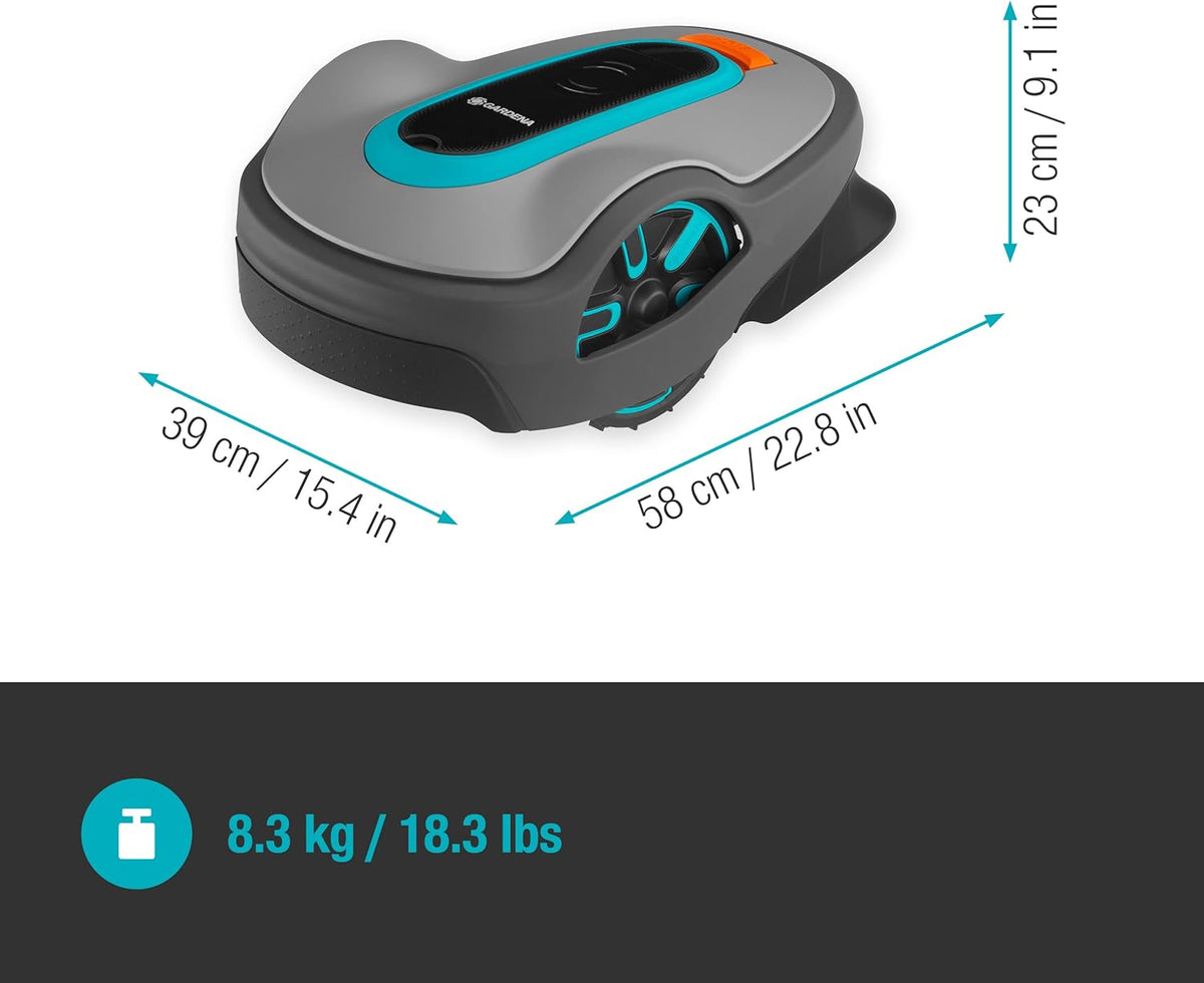 Robot cortacésped Gardena SILENO minimo 250 m²: cortacésped inteligente con conectividad óptima, programable mediante la aplicación Gardena Bluetooth, versión alemana (15201-20)