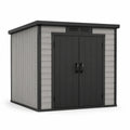 Casetta de jardín de plástico 185x152x226 cm de polietileno gris/negro con puerta doble