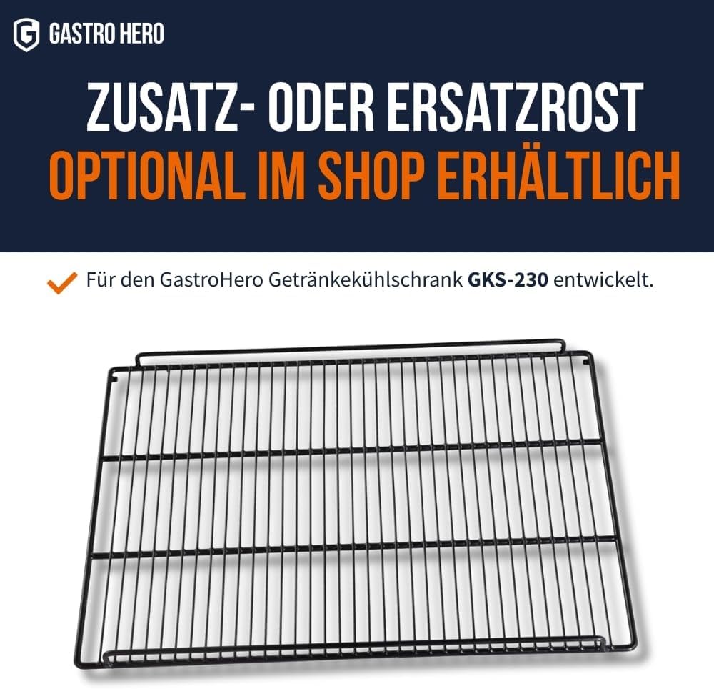 Refrigerador de bebidas GKS-230 I 230 L Nevera para bebidas con puerta de cristal y LED I Refrigerador para botellas con cerradura I Refrigerador de cerveza 0 a +8 °C