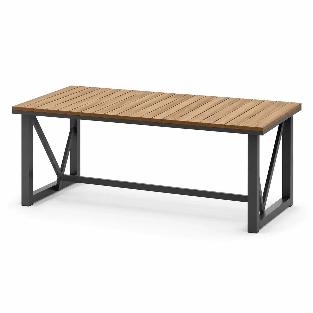 Mesa de jardín de madera y metal 180x90x75 cm