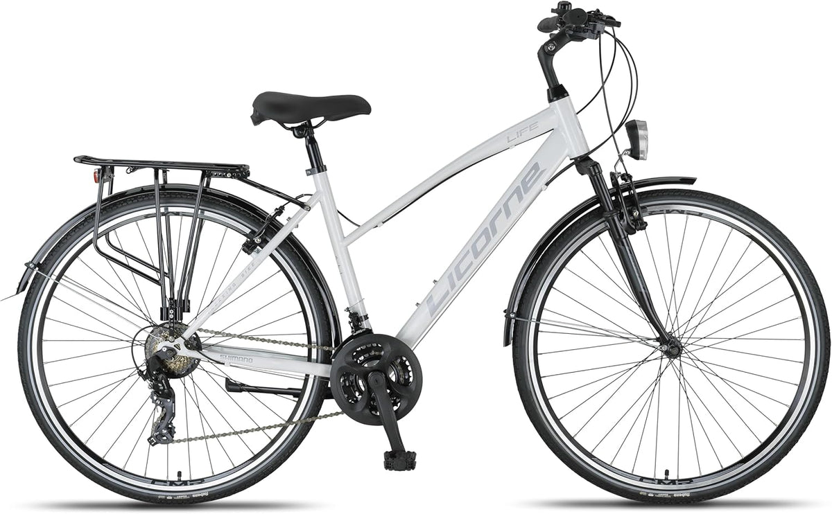 Bicicleta de trekking premium Licorne Bike de 28 pulgadas para hombres, jóvenes, chicas y mujeres, con 21 velocidades, bicicleta de ciudad, bicicleta para hombre L-V-ATB