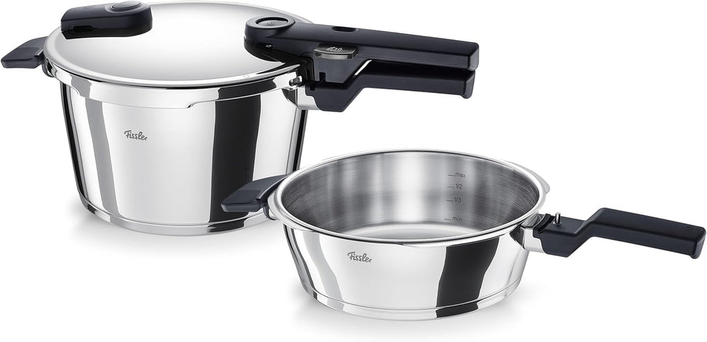 Set de olla a presión Fissler Vitaquick, 3 piezas (1 olla a presión 4,5 L + 1 sartén a presión 2,5 L - Ø 22 cm) – Inducción