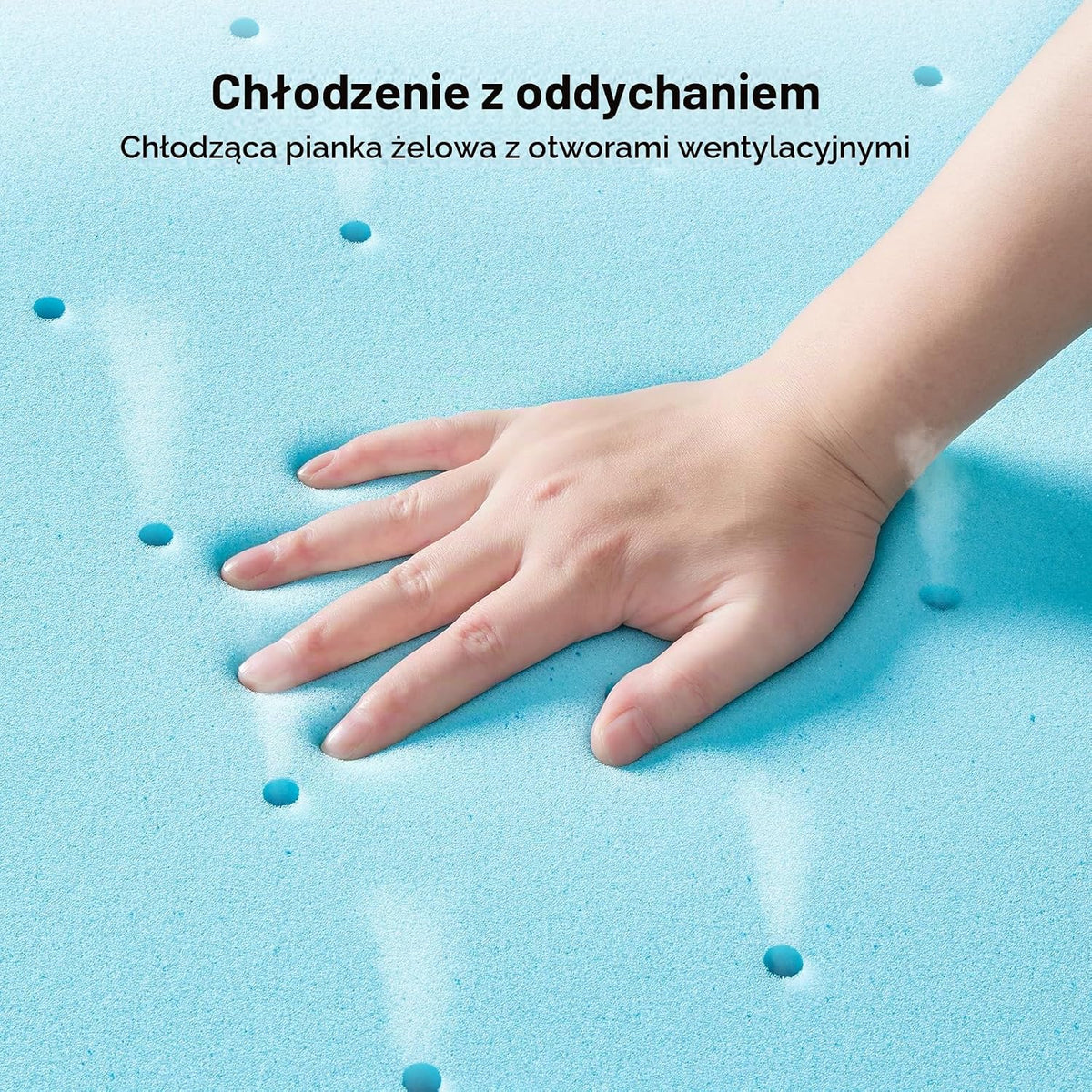 PERLECARE Topper 180 x 200 cm - 7,5 cm wysokość twardy topper na materac, twardości H3 H4 pianka żelowa z wysokiej jakości osłoną materacy, certyfikowany przez Oeko-Tex topper na materac do łóżka