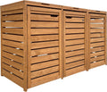 AXI Lex Cubrecontenedor de madera marrón | Cerramiento para 3 cubos de basura - 240-720 L | Caja de almacenaje para cubos de basura