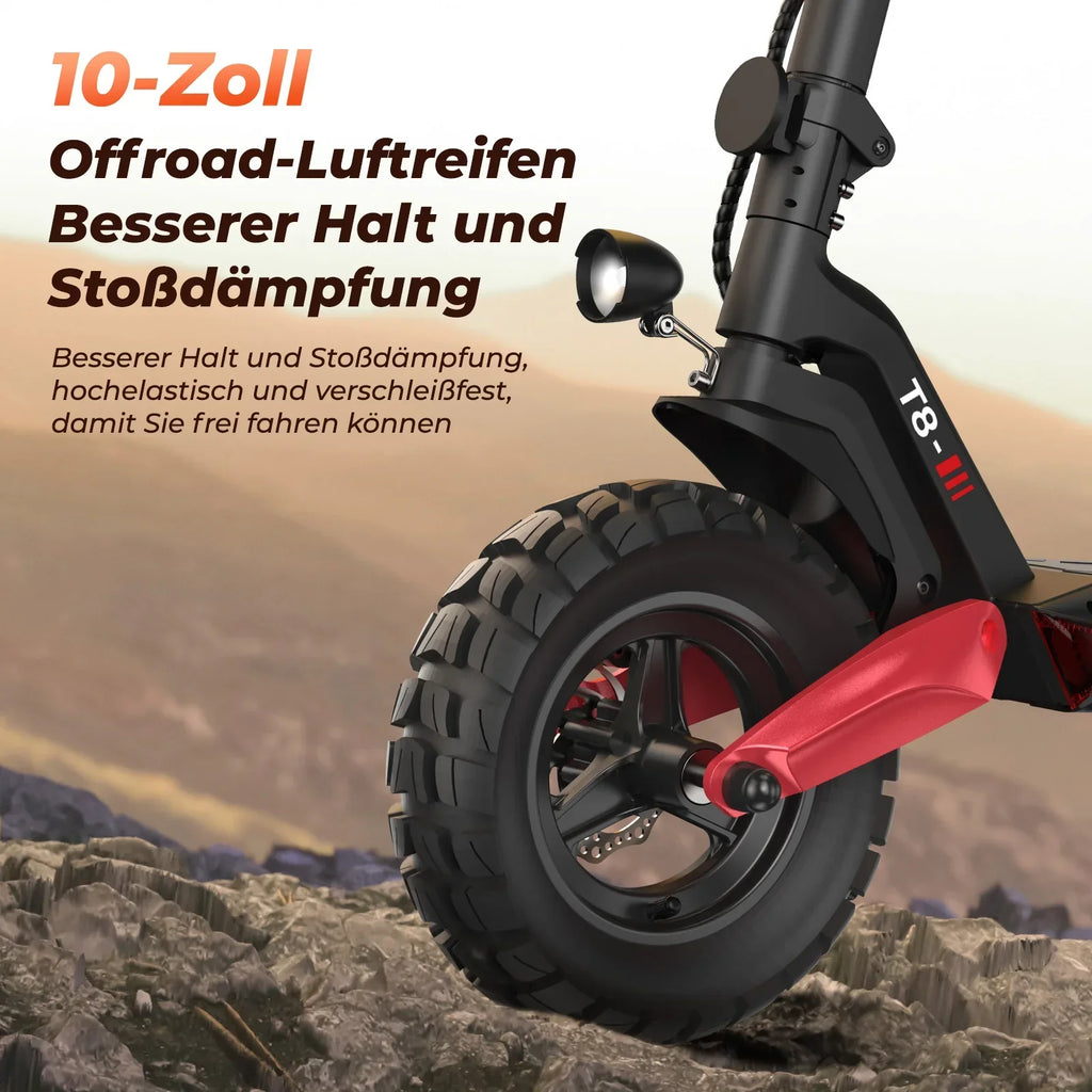 Patinete eléctrico todoterreno T8 con homologación para carretera, motor de 1200 W, autonomía de 100 km (ABE, eKFV)