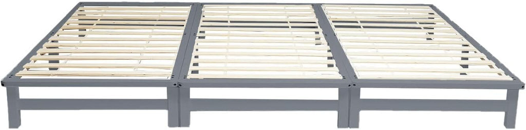 Homestyle4u Cama familiar 270x200 cm, cama de palés de madera maciza, gris | Modular de 3x 90x200 cm – incl. somier, pino macizo, altura 28 cm, para dormitorio y habitación infantil