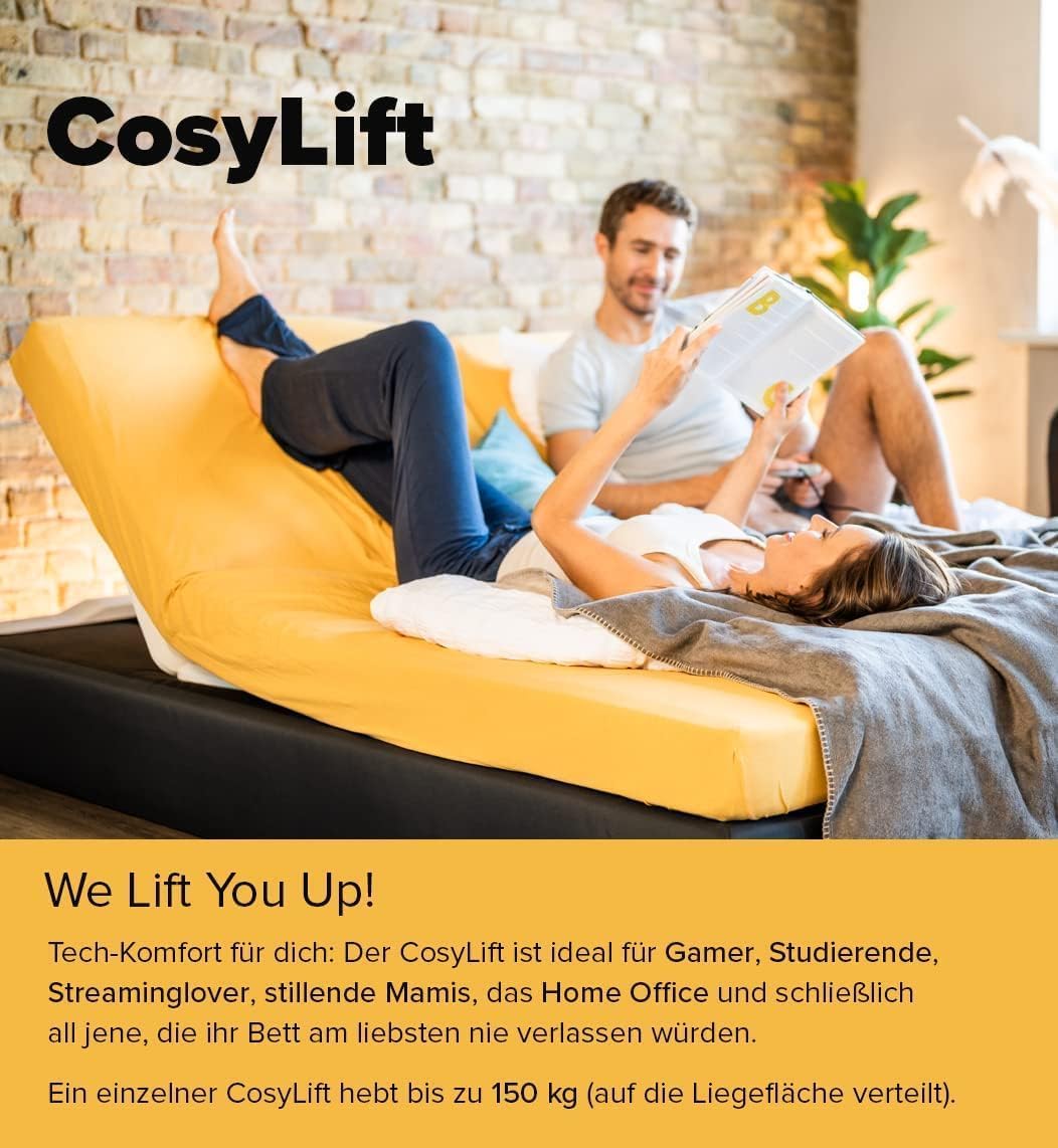 COSYLIFT Suplemento para somier, suplemento para cama boxspring: elevador eléctrico ajustable para somieres y colchones, para todas las camas y camas boxspring, con motor y mando manual