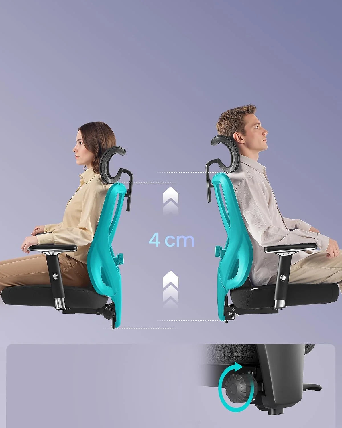 SONGMICS Ergonomiczny fotel biurowy, fotel gamingowy, regulowane podparcie lędźwiowe, zagłówek, podłokietniki, odpowiedni dla osób o różnych gabarytach, nośność do 150 kg, kolor czarny OBN067BH01