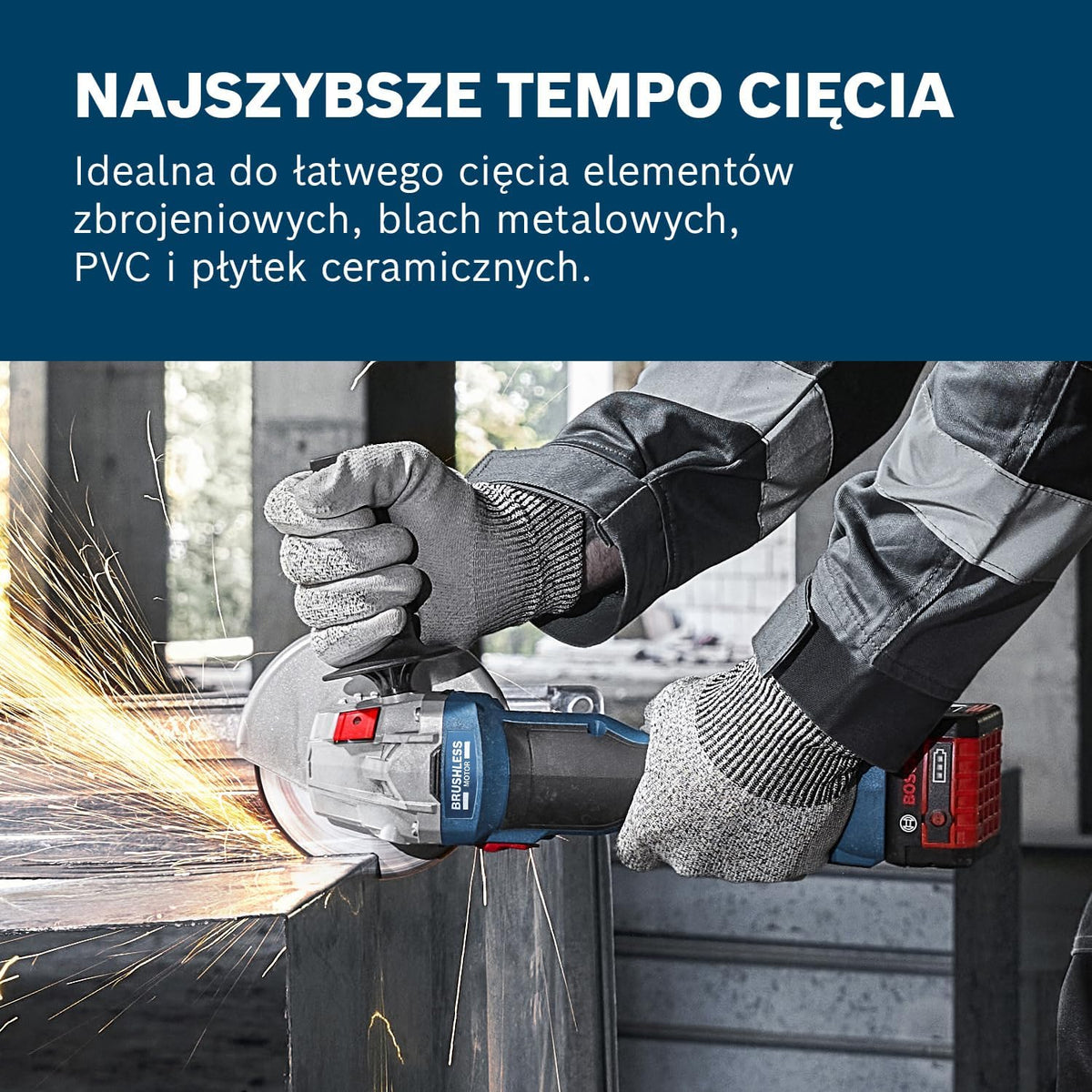Bosch Professional 18 V firmy Bosch: akumulatorowa szlifierka kątowa GWS 18V-8 (Ø tarczy 125 mm, walizka L-BOXX)