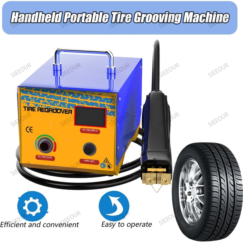 Máquina Ranuradora de Neumáticos SIEEOUR, Regrabadora de 1000W, Dispositivo Profesional con 20 Cuchillas en U/V, Cortador de Goma con Hierro Caliente y Herramienta de Ranurado, para Recauchutado de Neumáticos Desgastados