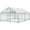 Gallinero de metal con recinto exterior y techo CC3X4X2, 3x4x2 m, resistente a la intemperie, para 10 a 20 gallinas, incluye escalera de descanso y accesorios